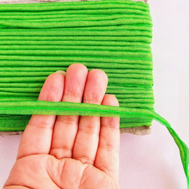 2mm Flanged Insertion Piping on 9mm Band, Green Art Silk Fabric Trim, Cord piping Trim